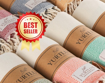 Turkish Beach Towel 37x71 Inches Quick Dry Highly Absorbent Sand-Free Stylish Versatile for Beach, Spa, Home 100% Cotton Hamamtuch YURTLU'S