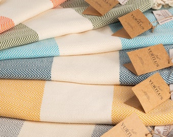 Turkish Beach Towel 37x71 Inches Quick Dry Highly Absorbent Sand-Free Stylish Versatile for Beach, Spa, Home 100% Cotton Hamamtuch YURTLU'S