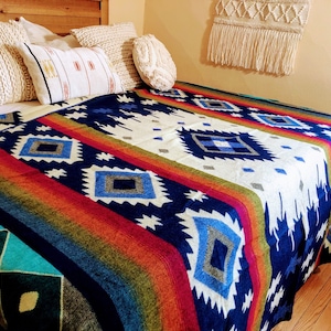 Indigenous Made Alpaca Blanket - Southwestern style blanket- Native style Blanket Boho blanket - REVERSIBLE