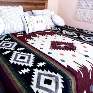 Manta de alpaca tamaño king: reversible, estilo bohemio del suroeste