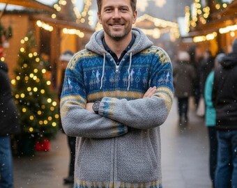 Dark Grey Llama Alpaca fall Jacket