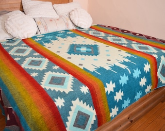 Extra Large Alpaca Blanket, 90x75” wool blanket, Southwestern blanket, Native Blanket Boho blanket, tribal design blanket