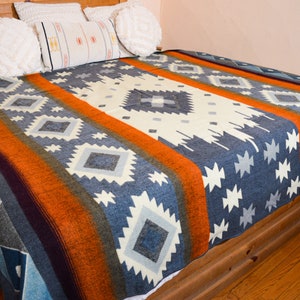 King Size Alpaca Blanket - Southwestern style blanket- Native style Blanket Boho blanket - REVERSIBLE