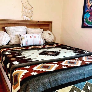 Alpaca Blanket - Southwestern style blanket- Native style Blanket Boho blanket - Picnic Blanket- camping blanking- wool blanket - REVERSIBLE