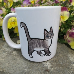 Gray Tabby Cat Coffee Mug.  Gift for Cat lovers, vet techs, 11 or 15oz sublimation ceramic coffee and tea mug