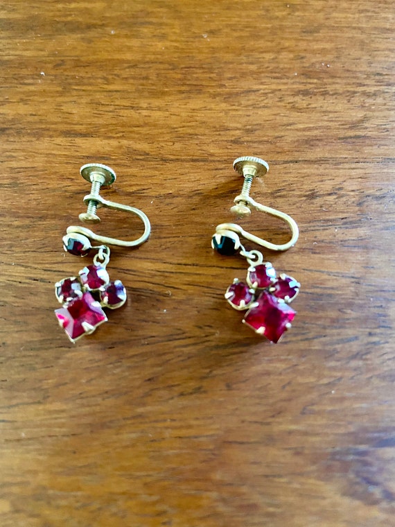 Bohemian Garnet Earrings, Garnet Screw back Dangl… - image 2