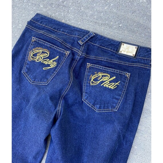 Vintage Y2K Baby Phat Gold Spell Out Bell Bottom Dark… - Gem