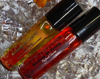 Designer Type Perfume Oil Set: Misplaced Cherry, Tart Peaches (Alcohol Free Roll On)