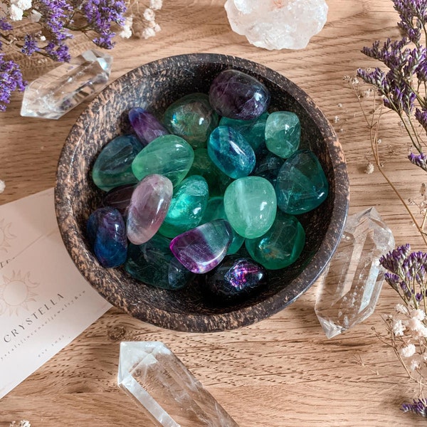 Fluorite Tumbled Stone| fair trade & ethical | healing stone crystal | gem, mineral | Colored, colorful | Gift, Chakra Rainbow Reiki
