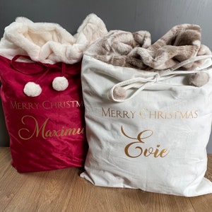 Personalised Christmas Sack and Stocking, Velvet Sack, Santa Sack, Present Sack