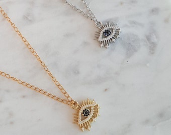 Evil Eye| 18k gold necklace|chain with evil eye| evil eye jewelry| gifts for her| everyday jewelry