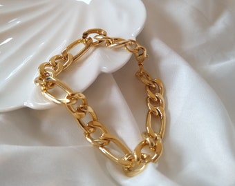 Thick - 24k Shiny Gold Curb Bracelet, Finished Bracelet, Ready Made Bracelet With Lobster, Bracelet Settings, Gold Plated Bracelets