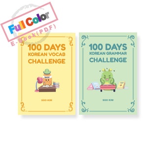 100 Days Korean Challenge Set | Korean Ebook| Korean Workbook | Learn Korean | Soo and Carrots