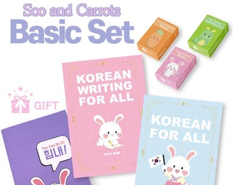 Conjunto básico (KFA+KWFA+Flashcards) +Cuaderno gratis-Soo and Carrots Korean For All Set-