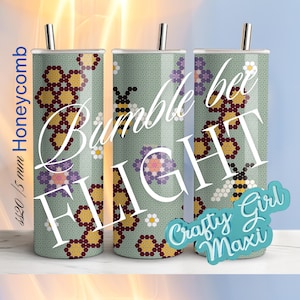 Bumble Bee Flight SS20/20oz bekersjabloon, digitale download, honingraatpatroon, bloemdessin, afdrukbare gids, herfstbloeibloemen