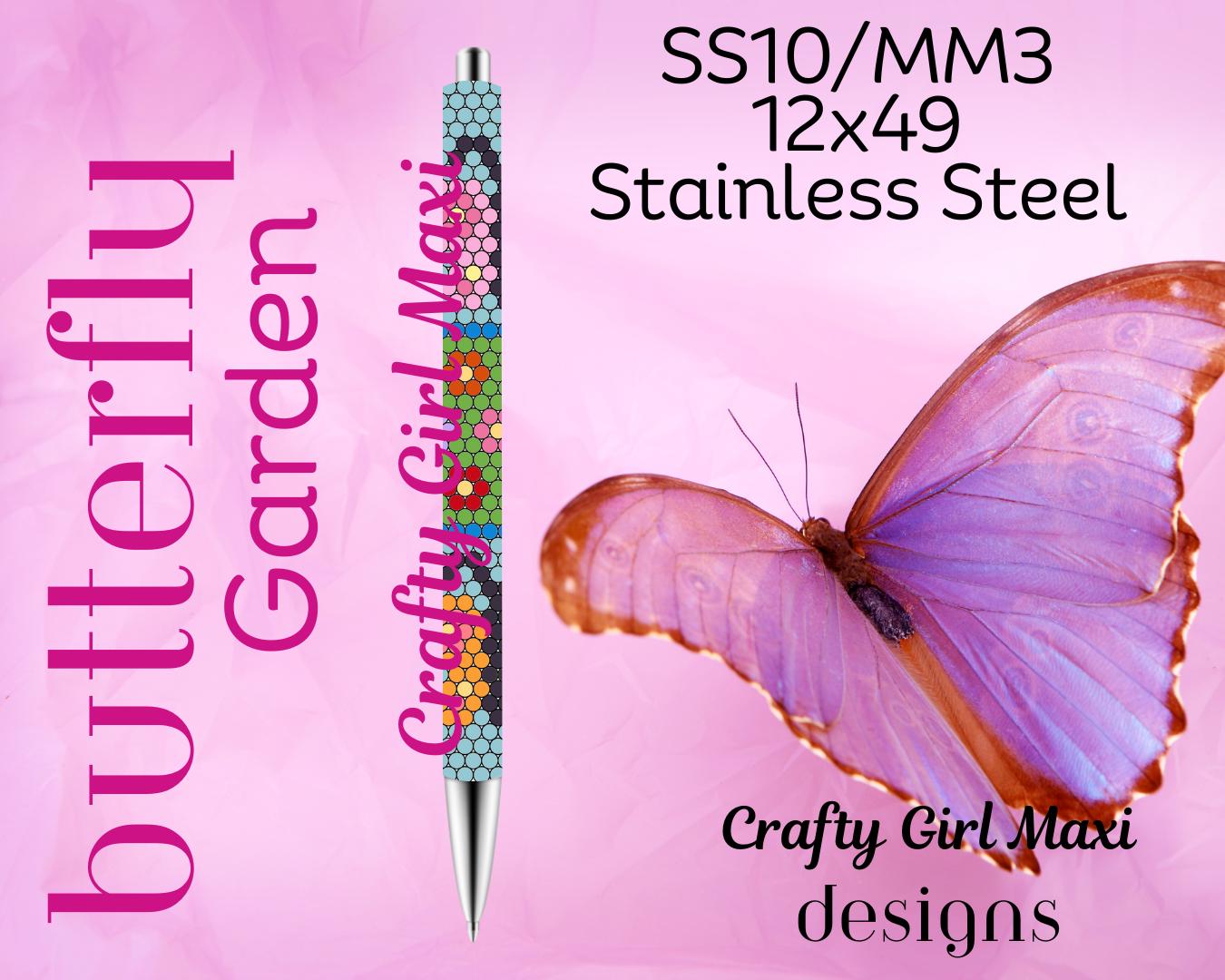 Butterfly Garden SS10 12X49 Stainless Steel Pen Template Rhinestone Honeycomb Printable Download butterfly bling pen spring flower bling