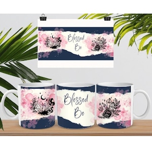 This is a digital download and printable mug design for 11oz and 15oz coffee mugs. In a mug wrap template of witchcraft elements and quotes.