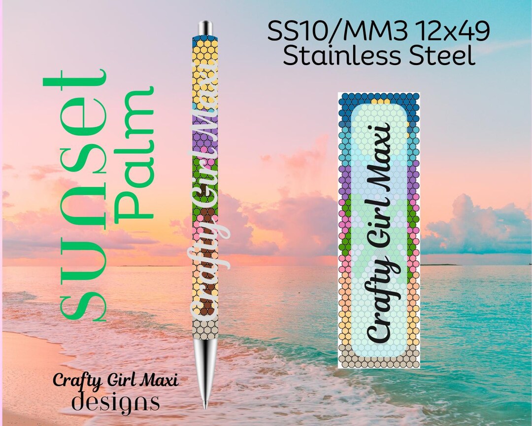 Sunset Palm Rhinestone Pen Template: SS10 Honeycomb (printable Download ...