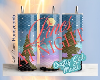 Pines at Night Tumbler Template: SS20 Rhinestone Honeycomb (Digital Download)