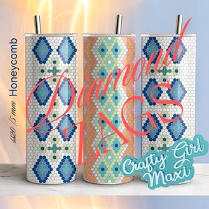 Diamond Zags is een fris, eenvoudig ontwerp. Digitale download en afdrukbare sjabloongids voor SS20-bekersjabloon met strassteentjes en honingraat van 20 oz