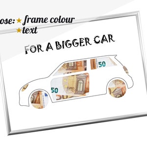 Coffret cadeau en argent pour anniversaire, cadre cadeau en argent, bon d'achat, enveloppe en argent, cadeau en argent - Voiture