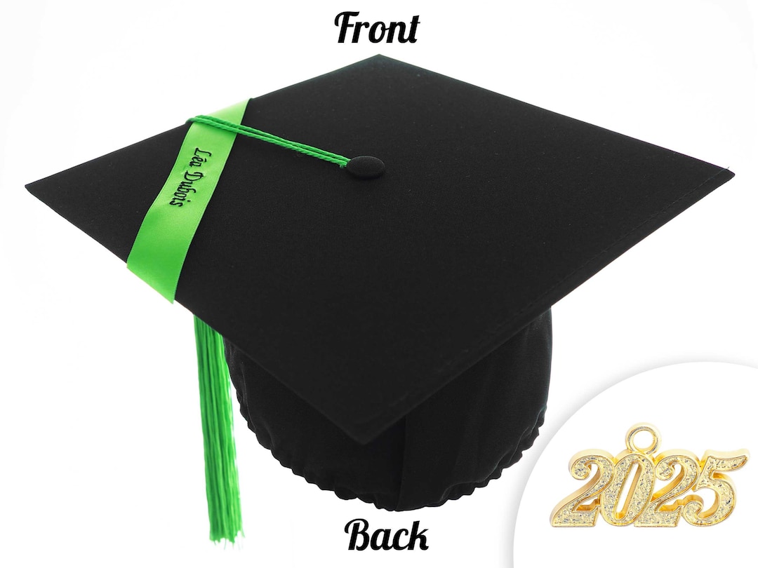 Cappello da laurea nero opaco, ciondolo 2025, ricamo personalizzato:  titolo, nome, cappello da laurea, masterhut, doktorhut, bachelor hut 
