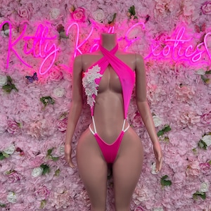 Exotic Dancewear One Piece Bodysuit Pink  – Sexy Clubwear & Dancewear for Raves, Parties, or Festivals | Bold and Eye-Catching Outfit
