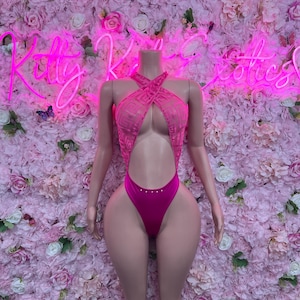 Exotic Dancewear One Piece Bodysuit Pink  – Sexy Clubwear & Dancewear for Raves, Parties, or Festivals | Bold and Eye-Catching Outfit