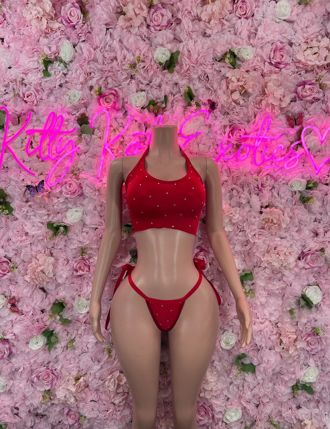 Cotton Bikini Crop Top Red