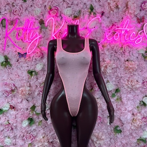 Exotic DancewearOne Piece Bodysuit Pink Exotic Dancewear Performance Wear Stripper wear