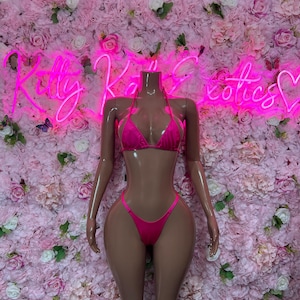 Bikini Set Rave Outfit - Pink Bikini  -  Rave Outfit - Sexy Festival Outfit, Clubwear, Performance Costume, EDM Party Rave Outfit