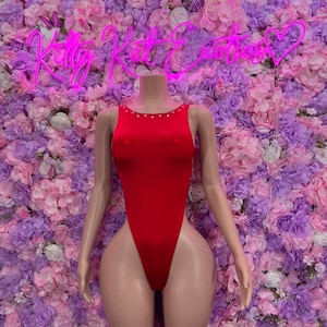 Exotic Dancewear One Piece Red Bodysuit