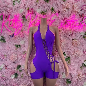 Rave Outfit One Piece Purple Bartender Waitress Bodysuit