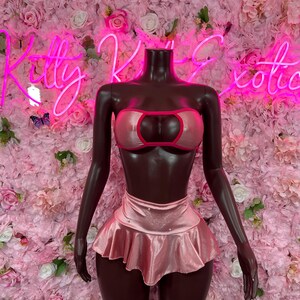 Ravewear Two Piece Skirt Set Pink  – Sexy Clubwear & Dancewear for Raves, Parties, or Festivals | Bold and Eye-Catching Outfit