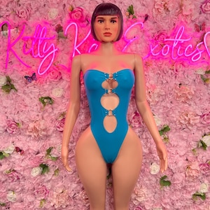 Bottlegirl One-Piece Turquoise  Bodysuit – Exotic Dancewear for Performers, Raves, or Night Out | Bottle girl Outfits
