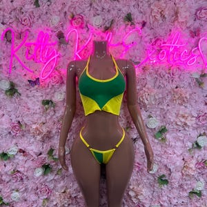 Carnival Outfit Brazilian Flag Bikini Set | Two-Piece Swimsuit | Festival Outfit | Brazilian Cut Bikini | Country Flag Swimwear | Beachwear