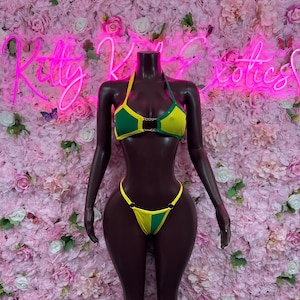 Carnival Outfit Brazilian Flag Bikini Set | Two-Piece Swimsuit | Festival Outfit | Brazilian Cut Bikini | Country Flag Swimwear | Beachwear