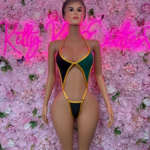 Jamaica Flag Bodysuit Set | One-Piece Swimsuit | Festival Outfit | Jamaica Bikini | Country Flag Swimwear | Beachwear | Carnival Outfit