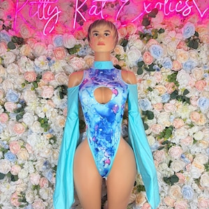 Rave wear Festival One Piece Bodysuit Blue  - Sexy Performance Costume, Latin Sultry, Bold Dance Outfit, Women’s Party Outfit