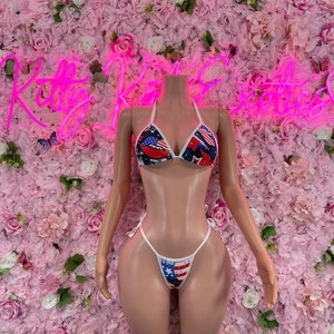 4th of Jul zweiteiliger USA Bikini – Vaterländischer Badeanzug für Strand, Poolparty oder Sommerspaß | Stilvolle und bequeme Bademode