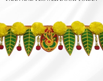 Indian Door Toran | Fabric Mango Leaf Bandhanwar for Pooja & Home Decor