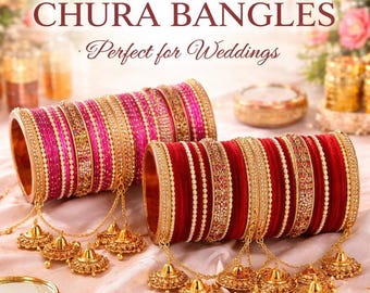 Punjabi Bridal Traditional Chuda Set – Wedding Chooda, Bridal Bangles, Indian Chura, Traditional Choora, Kundan Chooda, Bridal Jewelry