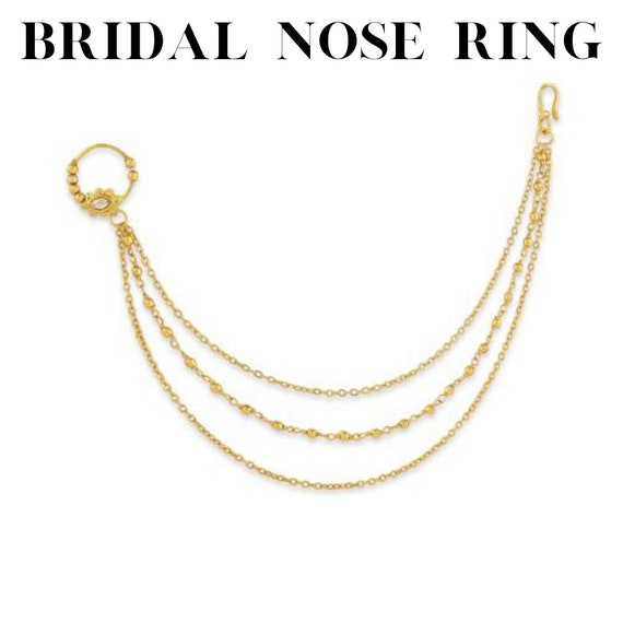 Buy Bridal Gold Bollywood Wedding Nose Ring Chain Hoop/Indian Bridal Nose  Nath Hoop/Pierced Delicate Nose Ring/Nose Hoop/Bollywood Septum Hoop Online  at desertcartDenmark
