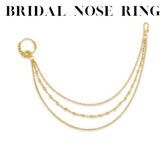 Buy Bridal Gold Bollywood Wedding Nose Ring Chain Hoop/Indian Bridal Nose  Nath Hoop/Pierced Delicate Nose Ring/Nose Hoop/Bollywood Septum Hoop Online  at desertcartDenmark