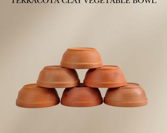 Handmade Terracotta Clay Vegetable Bowls, Set of 6, Rustic Serveware, Eco-Friendly Kitchen Decor, Unique Gift Idea, Mediterranean Style