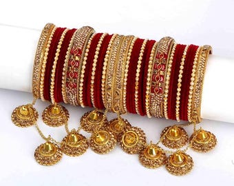 Punjabi Bridal Traditional Chuda Set – Wedding Chooda, Bridal Bangles, Indian Chura, Traditional Choora, Kundan Chooda, Bridal Jewelry