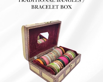 Elegante Schmuckschatulle - Schmuckaufbewahrung & Organizer für Armreifen, Armbänder und Uhren - Indisch inspirierte Schmuckschatulle
