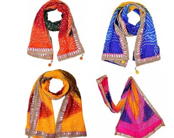 Wholesale lot Bandhej Art Silk Printed  Multicolor Dupatta, Bandhani dupata for women