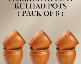 Handgemaakte klei Kulhad | Terracotta mok beker voor chai | Milieuvriendelijk Mitti Bartan & Clay-kookgerei (6 stuks)