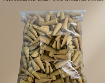 Conos de incienso de sándalo natural / Más de 100 piezas / Incienso de meditación orgánico hecho a mano para relajación
